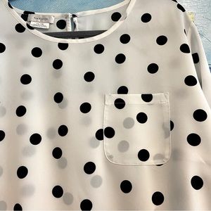 Van Heusen White Black polka dot 3/4 sleeve Blouse